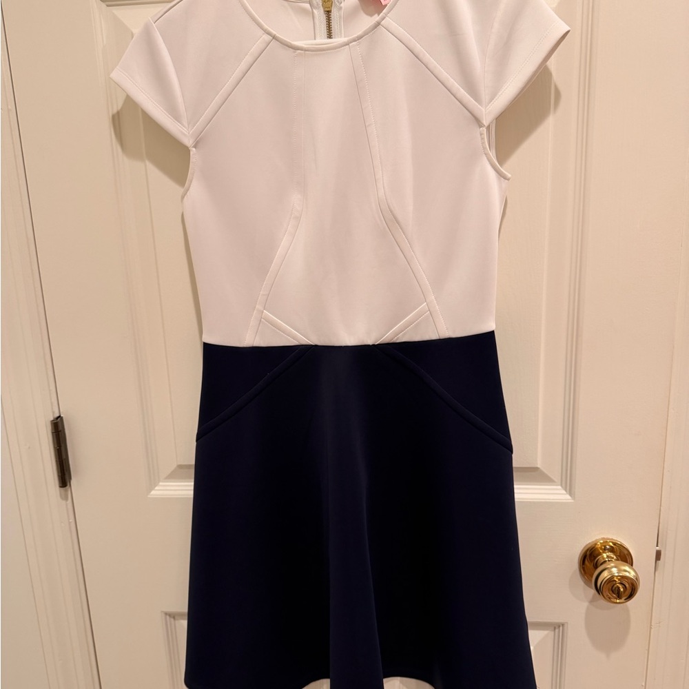 Ted Baker White and Navy Skater Dress